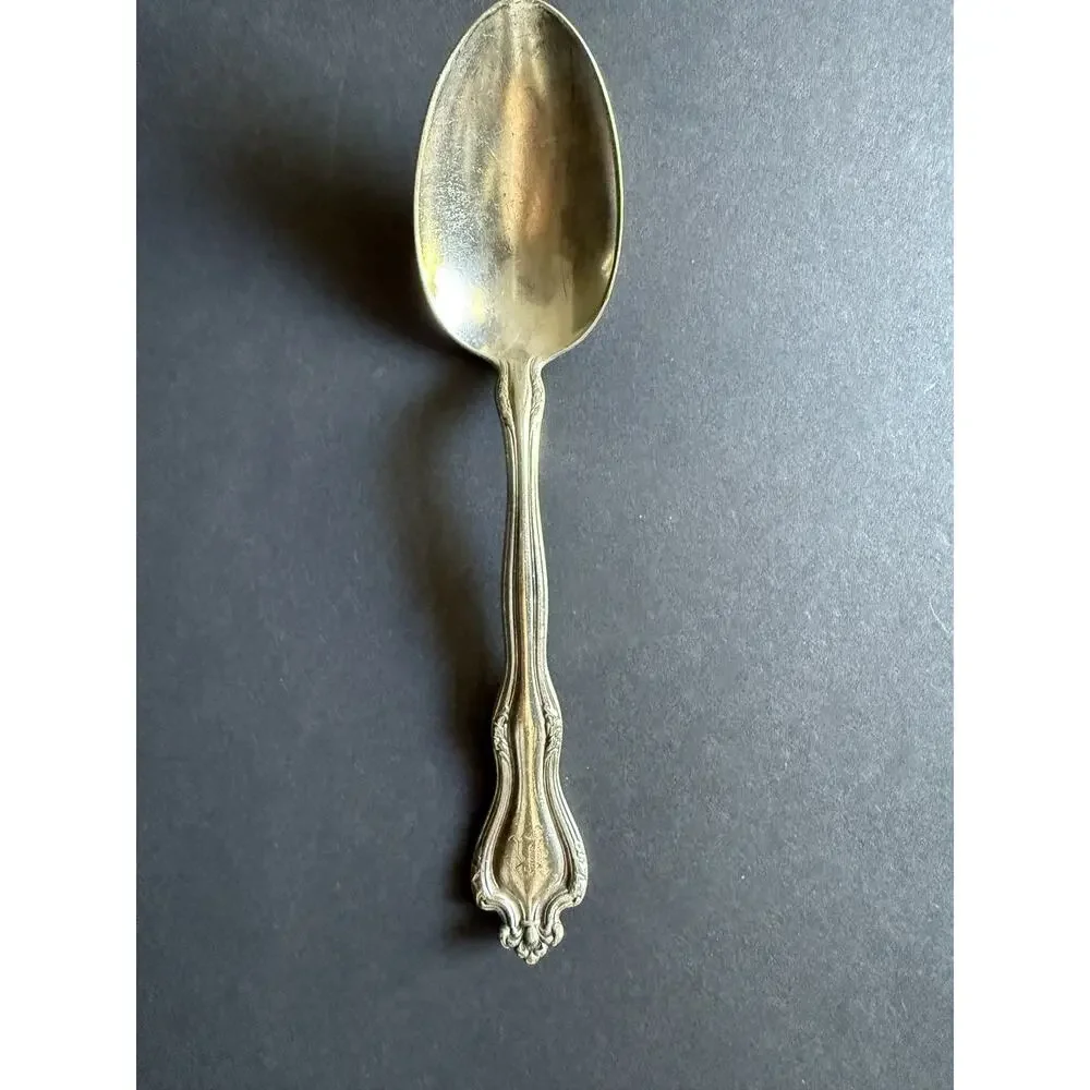 2 Wallace Grande Baroque XII Silverplate Spoons Monogrammed Vintage